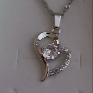 sterling silver love heart pendant necklace